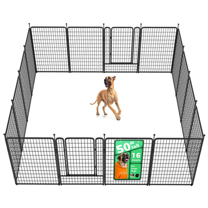FXW Rollick Unleashed Dog Playpen for Indoor, Yard, RV Camping, 40"/45"/50" Height, 8/16 Panels for Medium and Large Dogs, Black/White│Patented,Summervibes