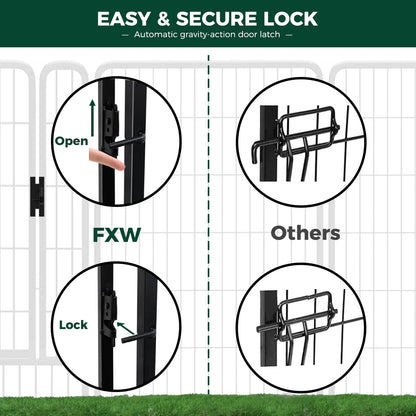 FXW Rollick Unleashed Dog Playpen for Indoor, Yard, RV Camping, 40"/45"/50" Height, 8/16 Panels for Medium and Large Dogs, Black/White│Patented,Summervibes