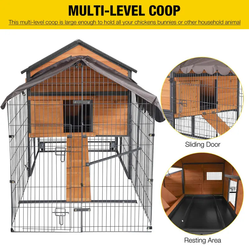 Aivituvin- AIR7006 Wooden Chicken Tractor with Metal Frame for 6-8 Chickens,Chicken Coop