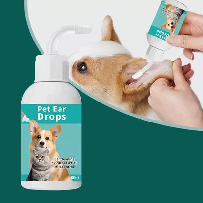 Cat and Dog Ear Cleaner Alcohol-Free Dog Ear Wash to Help Soothe Itchiness and Cleans the Ear Canal from Debris and Buildup That May Cause Infection for Dogs and Cats of All Ages[60Ml]
