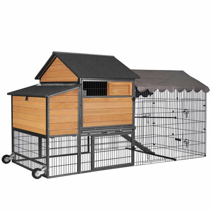 Aivituvin- AIR7006 Wooden Chicken Tractor with Metal Frame for 6-8 Chickens,Chicken Coop