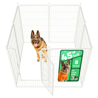 FXW Rollick Unleashed Dog Playpen for Indoor, Yard, RV Camping, 40"/45"/50" Height, 8/16 Panels for Medium and Large Dogs, Black/White│Patented,Summervibes