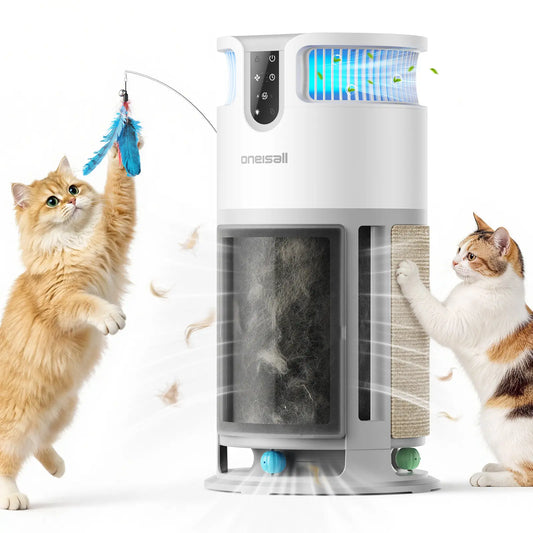 Oneisall H13 HEPA Washable Filter Air Purifier with PM2.5 Display, 3000 Sq Ft Coverage, 360° Airflow, Auto Mode, Pet Odor and Hair Removal, Integrated Cat Toy, Ideal for Allergies, Smoke, and Dust Removal