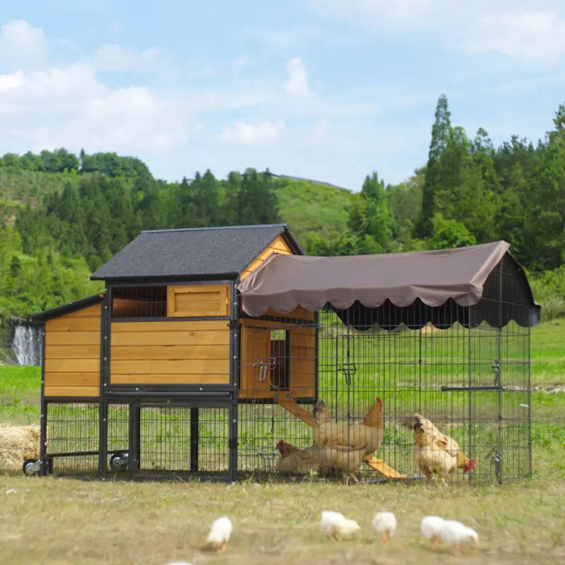 Aivituvin- AIR7006 Wooden Chicken Tractor with Metal Frame for 6-8 Chickens,Chicken Coop