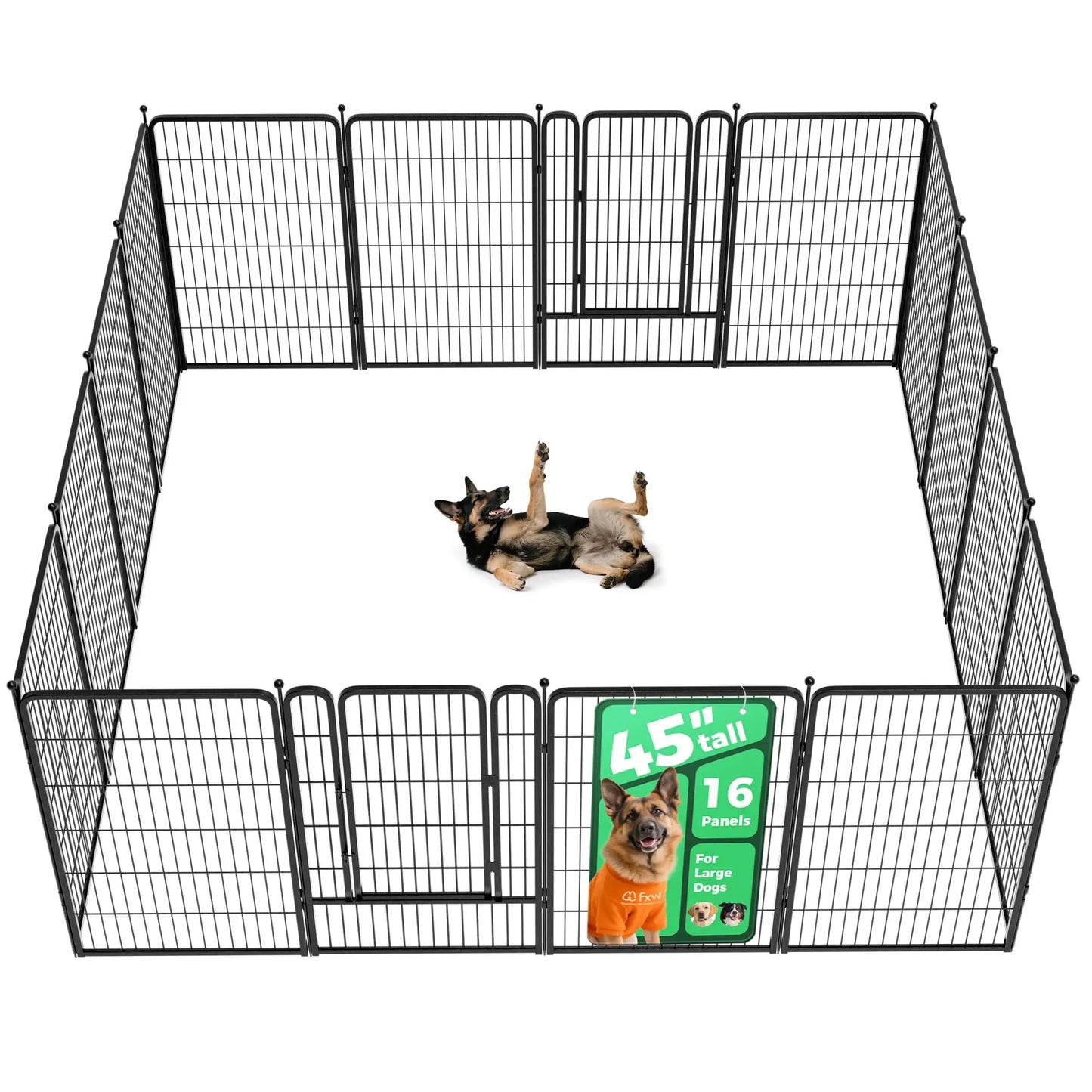 FXW Rollick Unleashed Dog Playpen for Indoor, Yard, RV Camping, 40"/45"/50" Height, 8/16 Panels for Medium and Large Dogs, Black/White│Patented,Summervibes